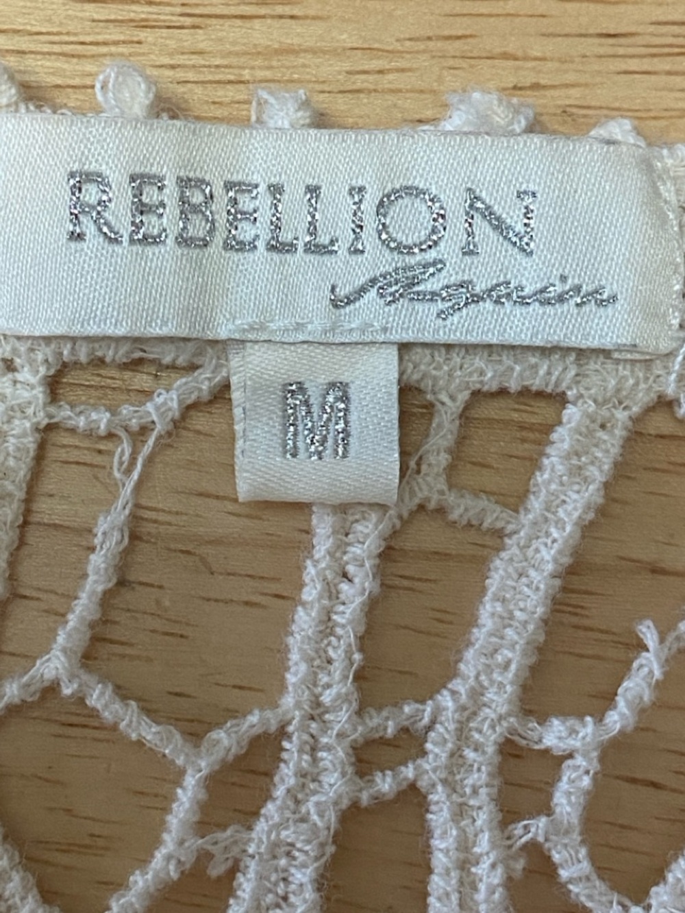 Rebellion Again Crochet Lace Cardigan Ivory Open Knit Top Medium Festival Boho - Picture 8 of 9
